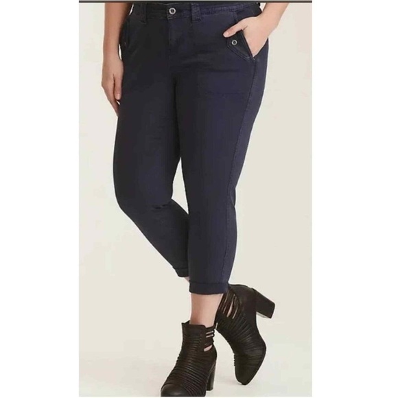 Torrid Cropped Twill Military Pants Blue Style 10816748 Women’s PLUS SIZE 24 26 - Picture 3 of 5